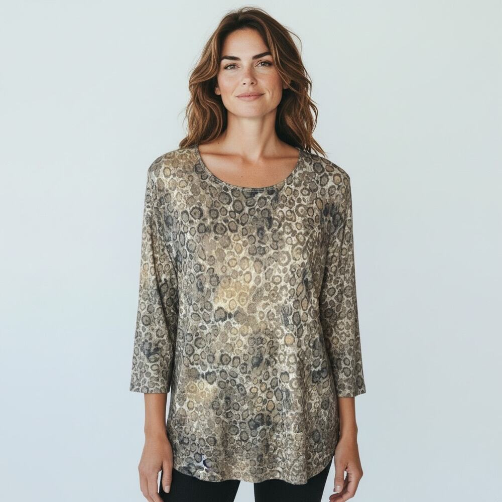 Leggiadro Stretchy Tunic Top Blouse Size 5 Animal Print Snakeskin